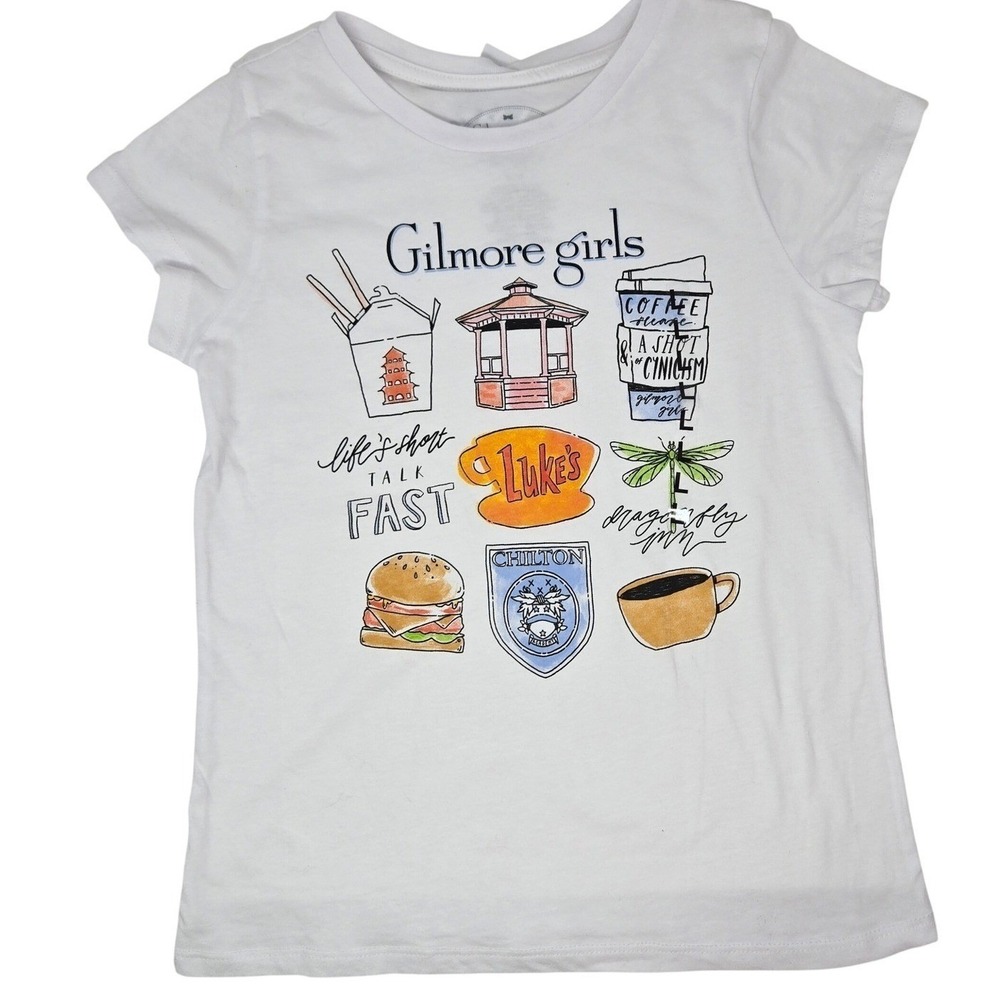 Gilmore Girls Graphic Tee Girls Large White New Stars Hollow Luke's Diner Shirt